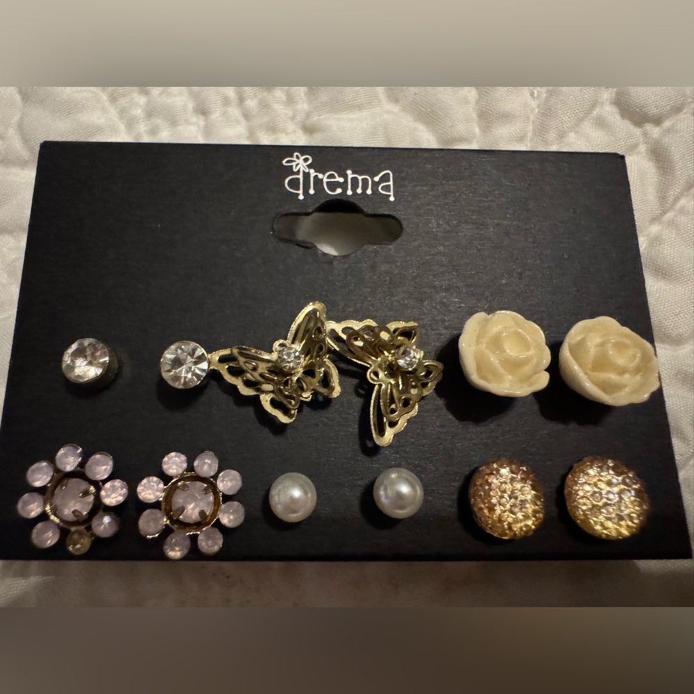 Gold and Pink Earring Set